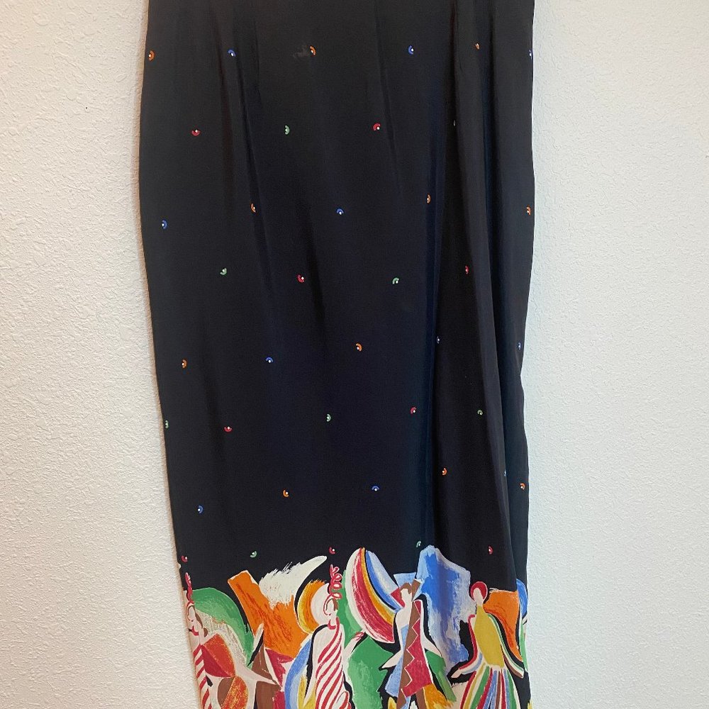 Fun Black Skirt with bottom abstract Size 10